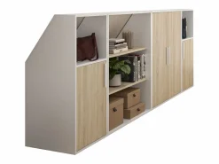 Vente-unique Armario Para Buhardilla|Mueble De Almacenaje|Armario inclinado para techo abuhardillado con 4 puertas, 2 estantes y 2 estantes y natural - ADEZIO