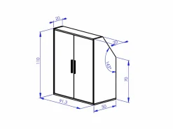 Vente-unique Armario Para Buhardilla|Mueble De Almacenaje|Armario inclinado para techo abuhardillado con 4 puertas, 2 estantes y 2 estantes y natural - ADEZIO