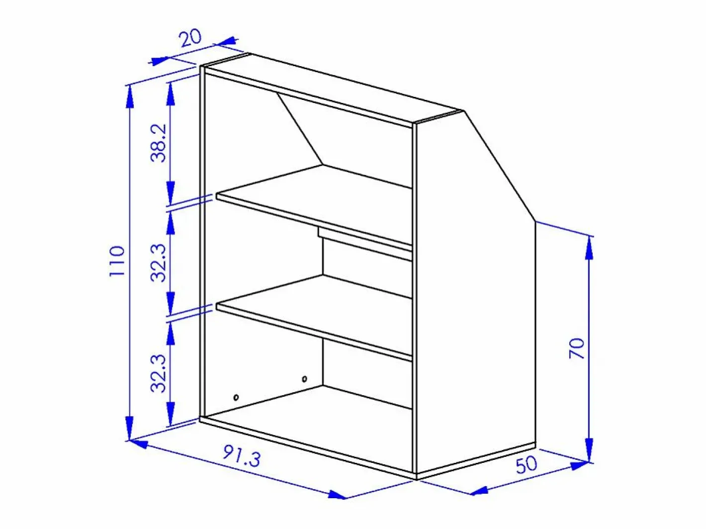 Vente-unique Armario Para Buhardilla|Mueble De Almacenaje|Armario inclinado para techo abuhardillado 1 puerta 2 estantes y 1 estante - ADEZIO