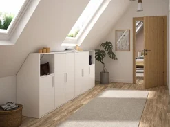 Vente-unique Armario inclinado para techo abuhardillado de 2 puertas en color - ADEZIO Blanco Best