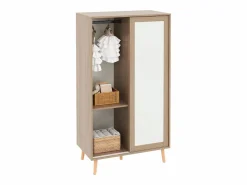 Merax Armario infantil - 80 x 46 x 141,5 cm - con puertas correderas + barra - madera - natural Color natural claro Hot