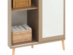 Merax Armario infantil - 80 x 46 x 141,5 cm - con puertas correderas + barra - madera - natural Color natural claro Hot