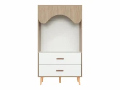 Merax Muebles Niño|Armario|Armario infantil - 80 x 46 x 141,5 cm - con barra + 2 cajones - aglomerado - natural