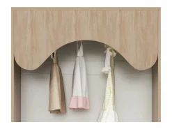 Merax Muebles Niño|Armario|Armario infantil - 80 x 46 x 141,5 cm - con barra + 2 cajones - aglomerado - natural