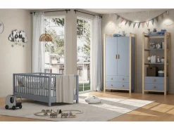 Merax Muebles Niño|Armario|Armario infantil - 90 x 45 x 180 cm - con 2 puertas + barra + 2 cajones - aglomerado -