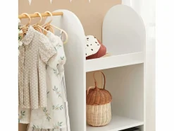 Sobuy Burro Para Ropa|Armario Infantil con 3 Ganchos, 1 Cesta y 1 Percha Mueble Organizador Juguetes y Ropa 97 x 35 x 108 cm KMB40-W ES