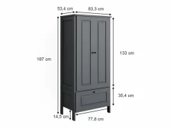 Vicco Armario infantil 83.3x53.4x187 ajaton Gris New