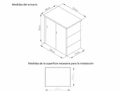 Vente-unique Armario De Jardín|Armario jardín acero galvanizado gris Medidas Ancho 120 x Prof. 80 x Alt. 131 cm - REIVAX