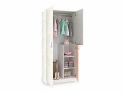 Armario juvenil Kenia Blanco Alpes - Rosa y Gris^duehome Best