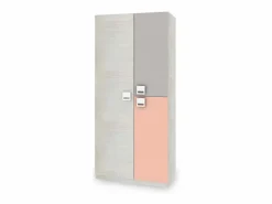 Armario juvenil Kenia Blanco Alpes - Rosa y Gris^duehome Best