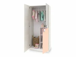 Armario juvenil Kenia Blanco Alpes - Rosa y Gris^duehome Best