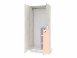 Armario juvenil Kenia Blanco Alpes - Rosa y Gris^duehome Best