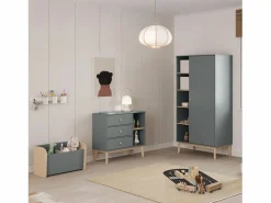 duehome Muebles Niño|Armario|Armario juvenil Misty Breeze Verde Salvia - Oak Soft