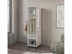 TuHome Armario Abierto, Vestidor|Armario Kronospan en melamina , tres estantes , barra para colgar ropa y espejo incluido , , 160 cm X 40 cm X 48 cm