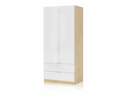 duehome Armario Lark 2 Puertas 2 Cajones Blanco Artik (Blanco Mate) - Roble Canadian Color natural claro Hot