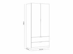 duehome Armario Lark 2 Puertas 2 Cajones Blanco Artik (Blanco Mate) - Roble Canadian Color natural claro Hot