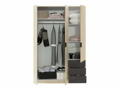 Loungitude Armario LC 3 puertas + 3 cajones roble/oxido 180x121x52 cm Color natural claro Online