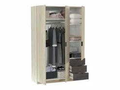 Loungitude Armario LC 3 puertas + 3 cajones roble/oxido 180x121x52 cm Color natural claro Online