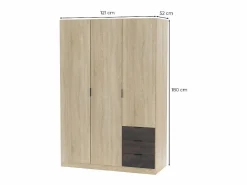 Loungitude Armario LC 3 puertas + 3 cajones roble/oxido 180x121x52 cm Color natural claro Online