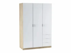 Loungitude Armario LC 3 puertas + 3 cajones roble/blanco 180x121x52 cm Color natural claro / Blanco Clearance