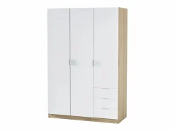Loungitude Armario LC 3 puertas + 3 cajones roble/blanco 180x121x52 cm Color natural claro / Blanco Clearance