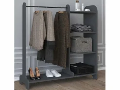 VCM Mueble Perchero|Armario librería Lempu con barra de colgar 4 estantes color antracita.