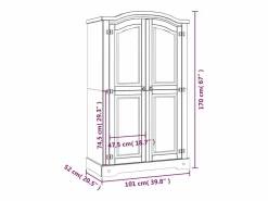 vidaxl Armario|Armario madera de pino Mexicano estilo Corona 2 Puertas