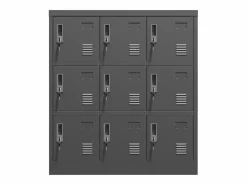 Armario metálico de 9 puertas, taquilla de almacenamiento segura para oficina, escuela y gimnasio, de metal, (90 x 40 x 100 cm) Negro Online
