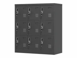 Armario metálico de 9 puertas, taquilla de almacenamiento segura para oficina, escuela y gimnasio, de metal, (90 x 40 x 100 cm) Negro Online