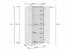 Armario multiusos Easy con 2 puertas mate 79,20x38x166 cm Blanco New