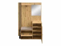 Hauss Spole Armario natural con 2 puertas, espejo, paragüero y banco zapatero, multifuncional 115 x 37 x 185 Color natural claro New
