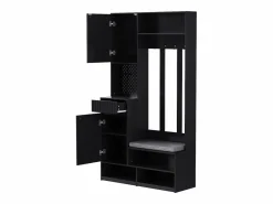 Armario con 1 puerta, 2 cajones, 4 ganchos y 1 banco 100x35x180 cm^Hauss Spole Discount
