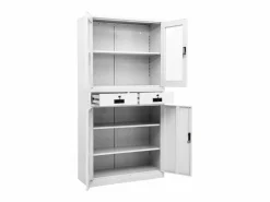 Armario oficina acero vidrio templado 90x40x180 cm^vidaxl Clearance