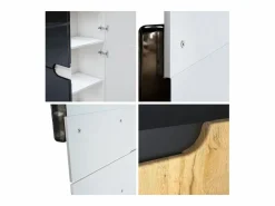 Armario Oficina|Armario Oficina Logan V1, Mueble Archivador con 5 Compartimentos y 4 Puertas, mate/ de alto brillo (82 x 185 x 37 cm)