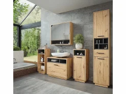 Vicco Armario para la ropa sucia roble artesanal/antracita 38x30x93 beatrice Color natural claro New