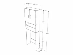 Armario para lavadora haaus Fyn, Sonoma Roble/Blanco, 65 x 27 x 190 cm^ Sale