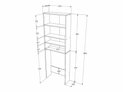Armario para lavadora haaus Fyn, Sonoma Roble/Blanco, 65 x 27 x 190 cm^ Sale