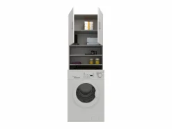 Mueble Para Lavadora|Armario para lavadora haaus Fyn, Hormigón/Blanco, 65 x 27 x 190 cm