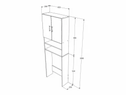 Mueble Para Lavadora|Armario para lavadora haaus Fyn, Hormigón/Blanco, 65 x 27 x 190 cm