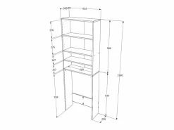 Mueble Para Lavadora|Armario para lavadora haaus Fyn, Hormigón/Blanco, 65 x 27 x 190 cm
