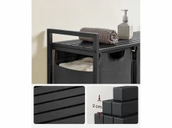 Cesto De Ropa|Armario para ropa Valora de 3 x 38 L, y negro | Tres compartimentos