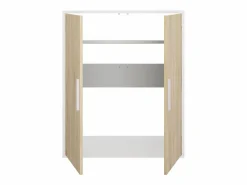 Vente-unique Armario para techo abuhardillado 2 puertas en color blanco y natural - ADEZIO Color natural claro / Blanco New