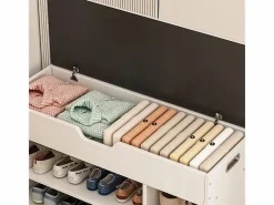 Zapatero|Mueble De Almacenaje|ARMARIO PARA ZAPATOS CON ASIENTO DE MADERA, 3 ESTANTES, APERTURA, , 80 CM