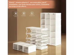 Muebles Niño|Armario portátil, organizador de almacenaje, con puertas magnéticas, fácil montaje, puerta transparente, 170 x 69 x 50 cm,