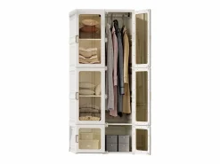 Muebles Niño|Armario portátil, organizador de almacenaje, con puertas magnéticas, fácil montaje, puerta transparente, 170 x 69 x 50 cm,