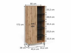 Vicco Armario De Entrada|Armario roble wotan 80x38x172 amber
