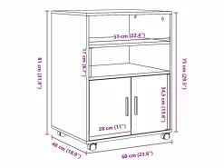 Armario Oficina|Armario rodante 60x48x81 cm madera de ingeniería