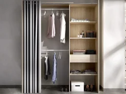 Vente-unique Armario Abierto, Vestidor|Armario ropero extensible (110 / 160 cm) con cortina y cajón. Color roble. LAURENT