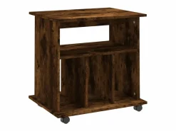 vidaxl Armario ruedas madera contrachapada roble ahumado 60x45x60 cm Color natural claro