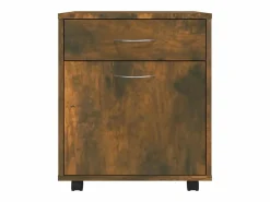 vidaxl Cajonera De Escritorio|Armario ruedas madera contrachapada roble ahumado 45x38x54 cm